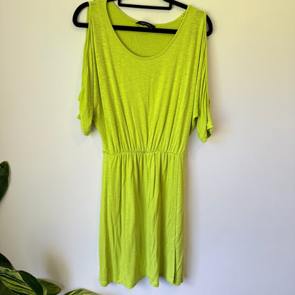 Decjuba Lime Green Cold Shoulder Dress - Size XS
