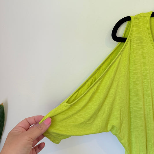 Decjuba Lime Green Cold Shoulder Dress - Size XS