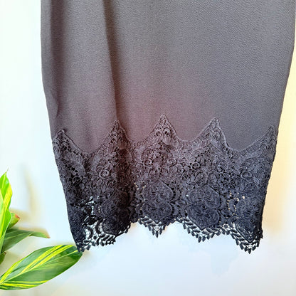 Mirrou Size S Black Sleeveless Dress with Lace Hem