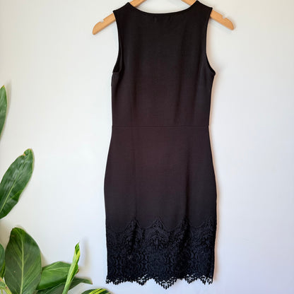 Mirrou Size S Black Sleeveless Dress with Lace Hem