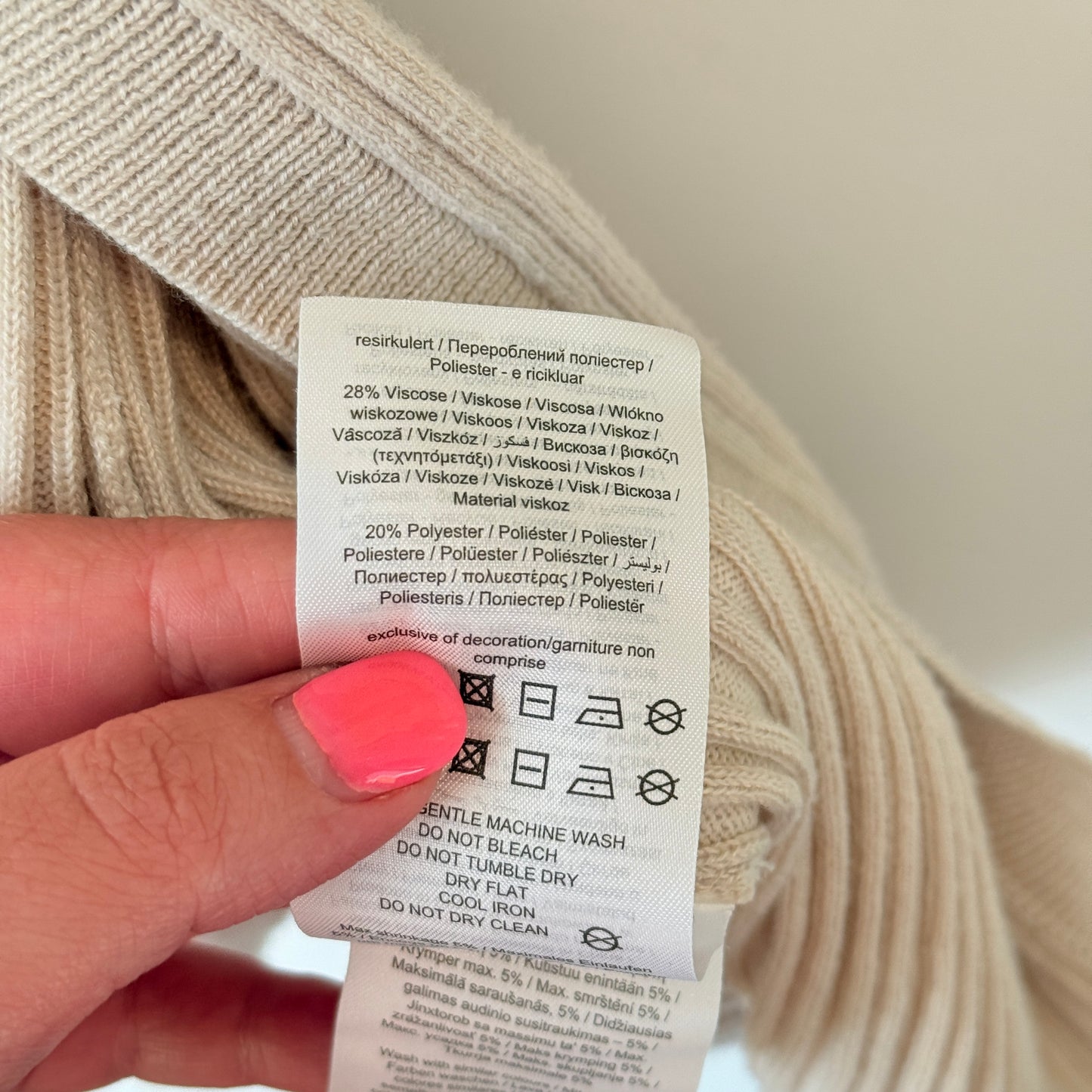 Only Size XS Beige Fine Rib-Knit Longline Cardigan