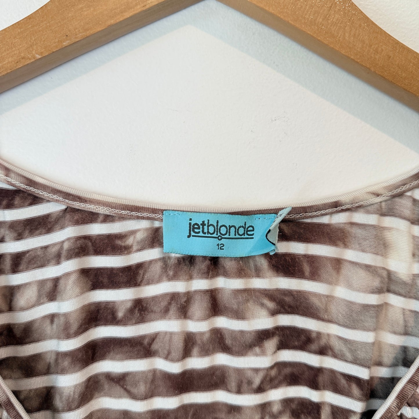 Jetblonde Size 12 Striped Scoop-Neck Long-Sleeve Top