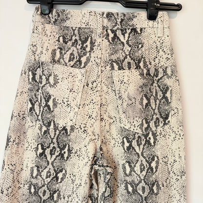 Zara Size 6 ZW Premium Snake Print Raw Hem Jeans