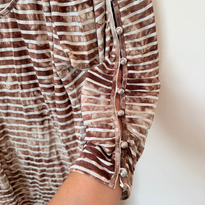 Jetblonde Size 12 Striped Scoop-Neck Long-Sleeve Top