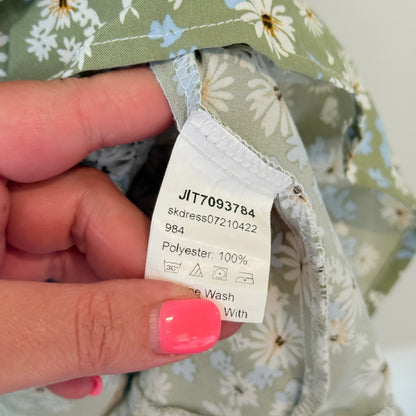 Shein Teen Size 10–11Y Sage Green Floral Print Mini Dress