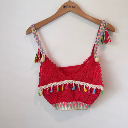 Red Crochet Crop Top | U/Arm to U/Arm 35cm