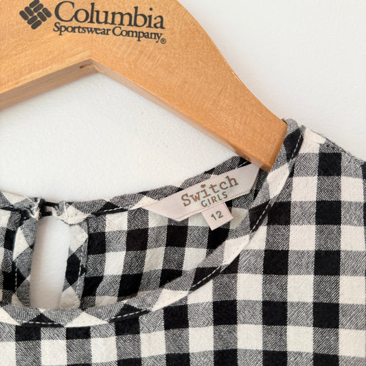 Switch Girls Size 12 Black & White Cotton-Blend Gingham Dress