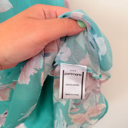 Portmans Size 16 Floral Ruffle-Trim Blouse