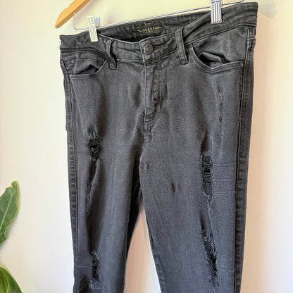 Guess Size 31 Black Distressed Skinny Jeans