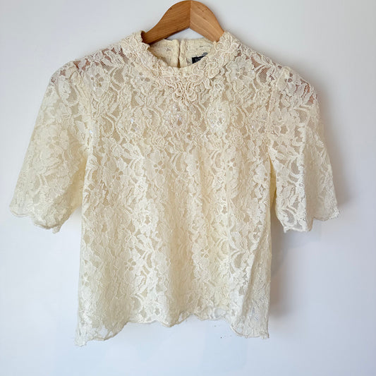Topshop Size 4 White Lace Blouse