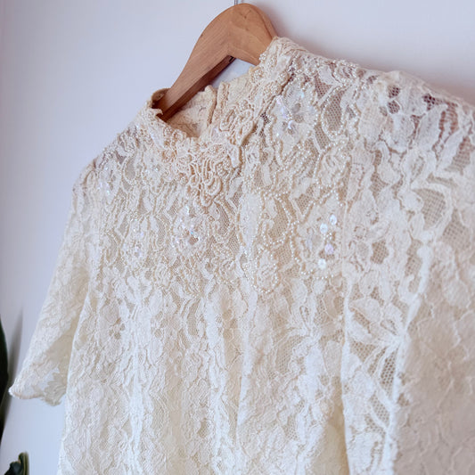 Topshop Size 4 White Lace Blouse