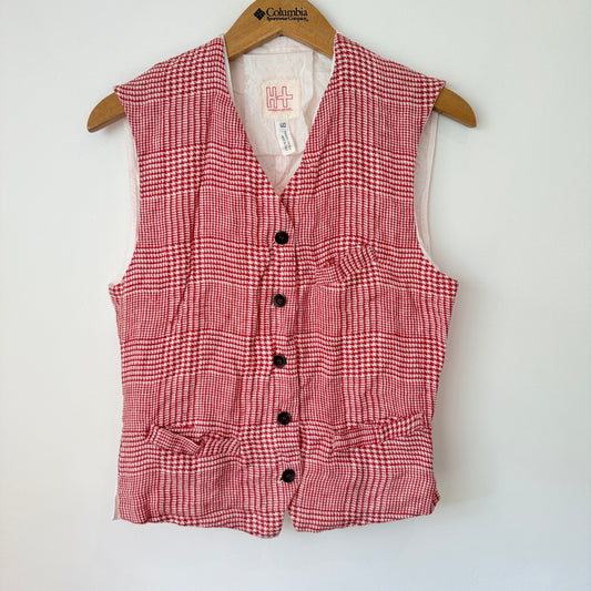 Hannoh Wessel Size 40 Red & White Plaid Vest
