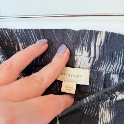 Witchery Size 8 Black and White Printed Viscose Pants