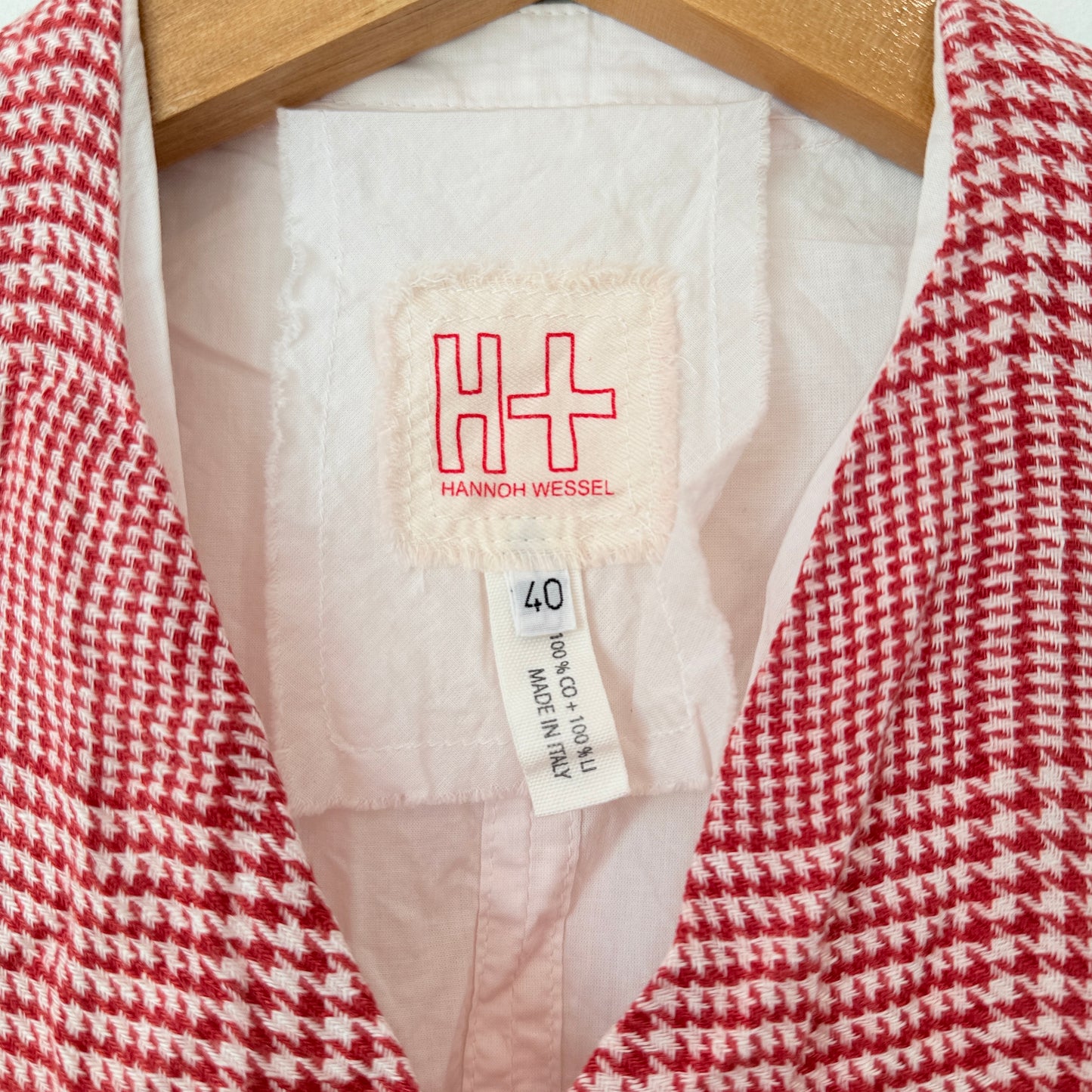 Hannoh Wessel Size 40 Red & White Plaid Vest