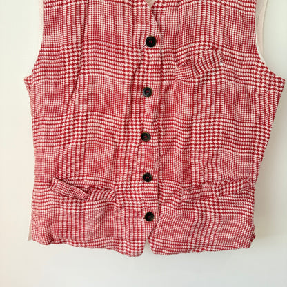 Hannoh Wessel Size 40 Red & White Plaid Vest