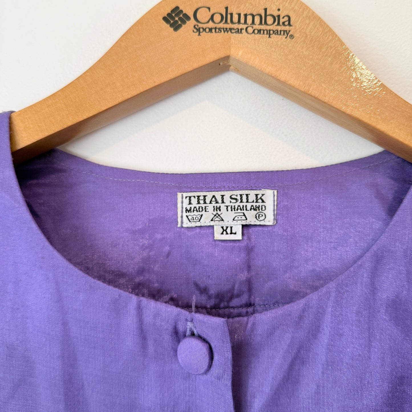 Thai Silk Size XL Purple Short-Sleeved Blouse