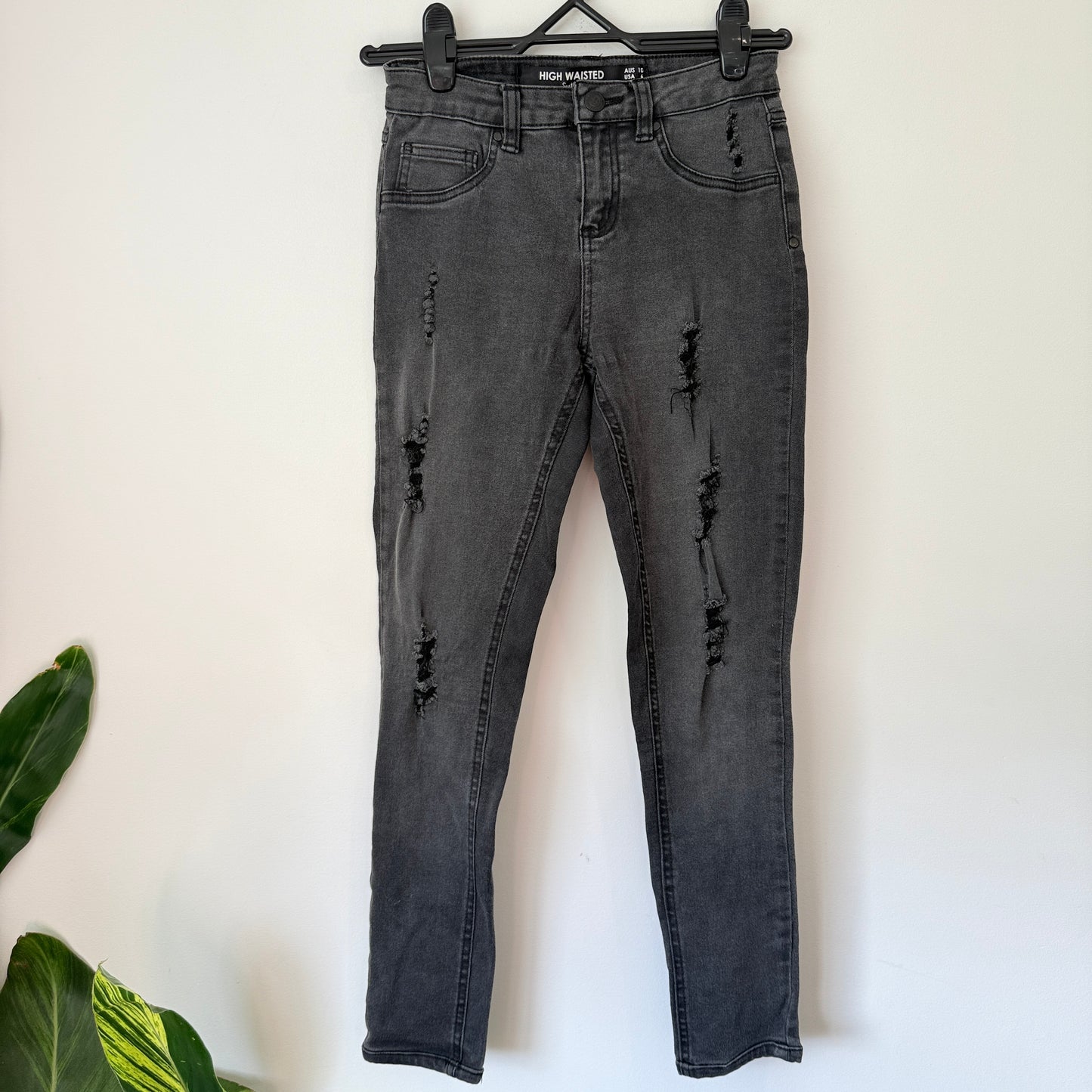 Factorie Size 10 High-Waisted Santiago Black Denim Jeans