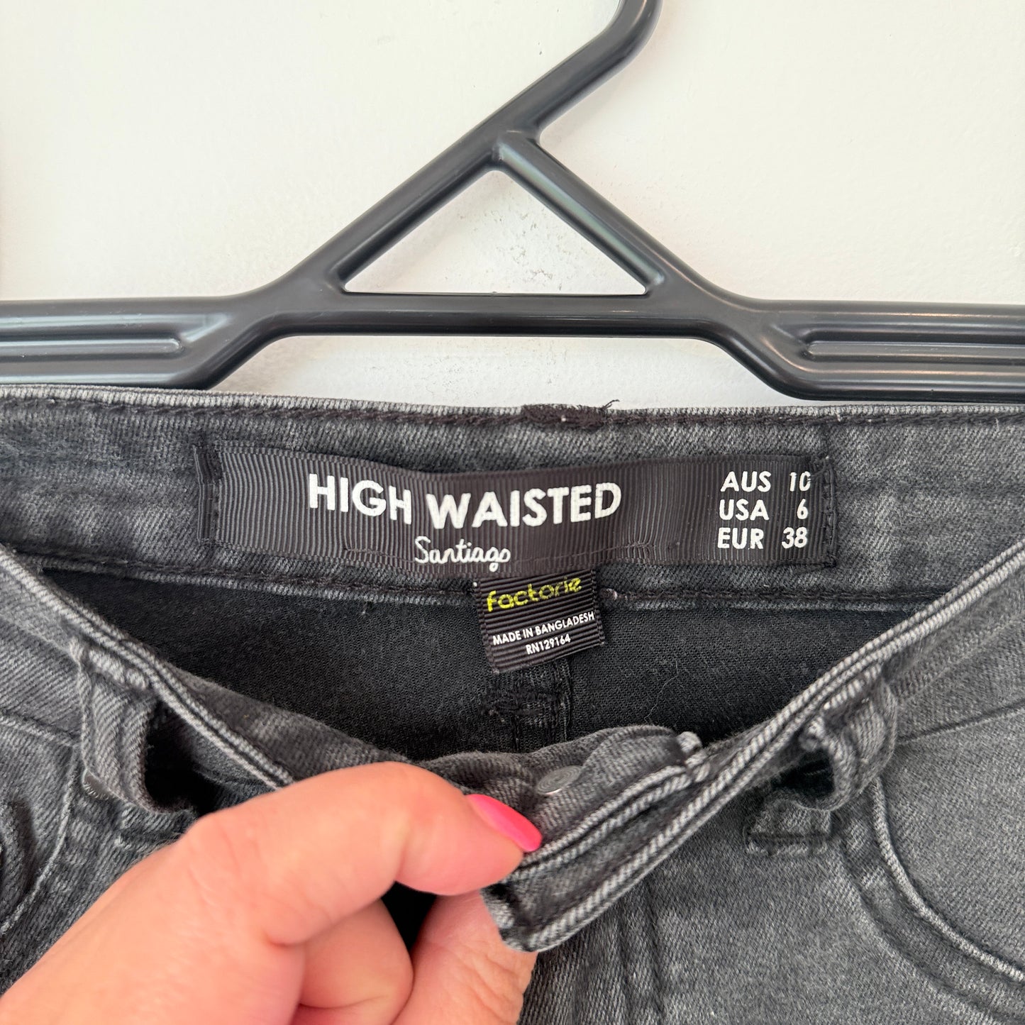 Factorie Size 10 High-Waisted Santiago Black Denim Jeans