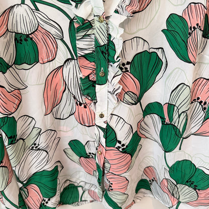 Liz Claiborne Size 3X Floral V-Neck Blouse