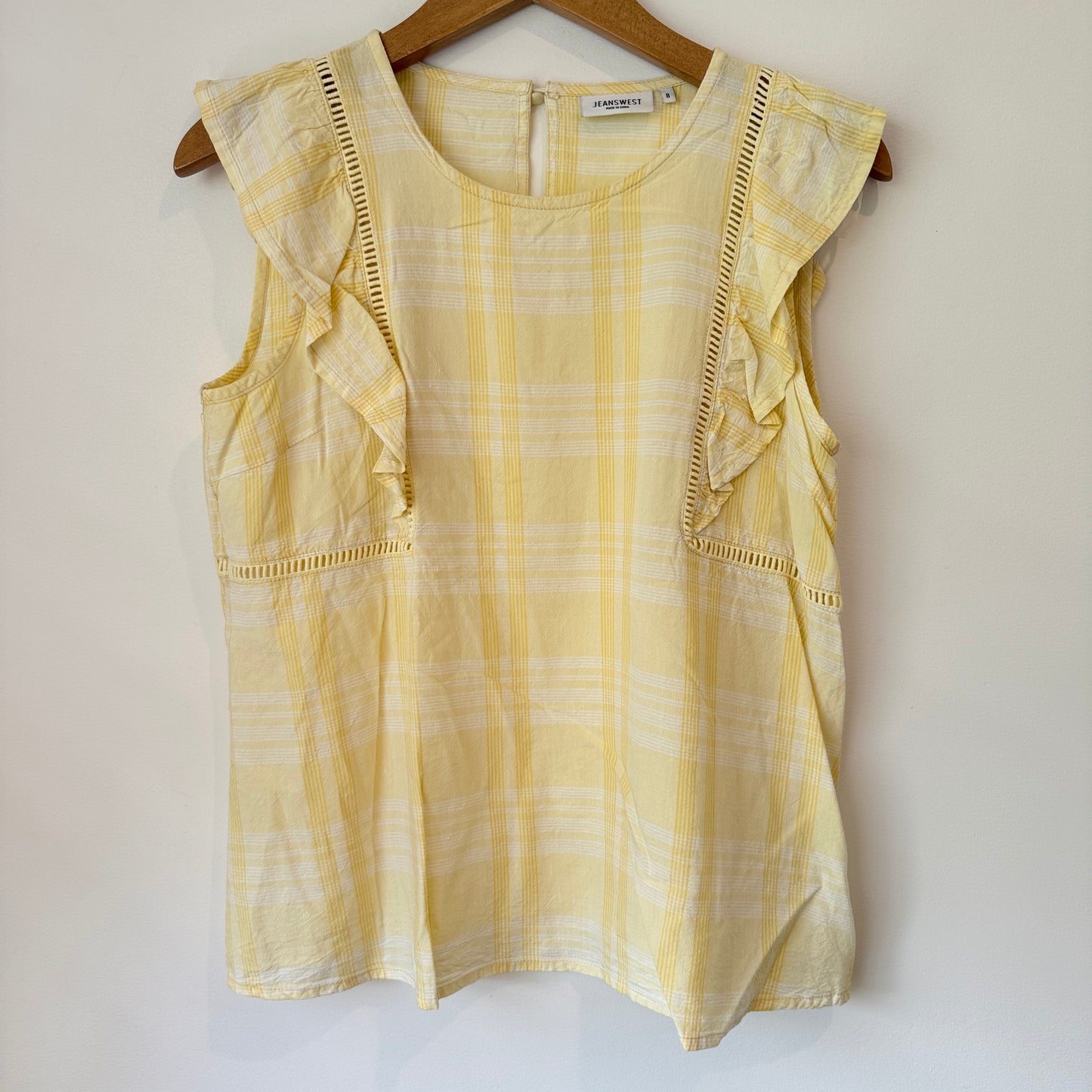 Jeanswest Size 8 Plaid Ruffle Blouse