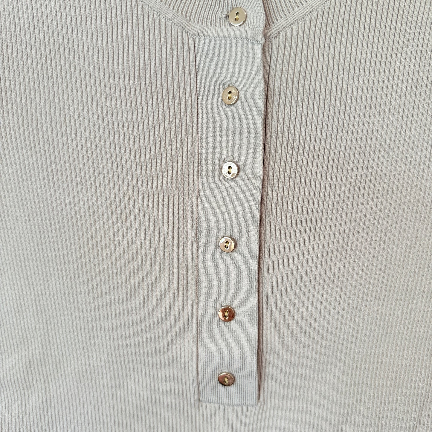 Witchery Size XS Beige Ribbed Short-Sleeve Top