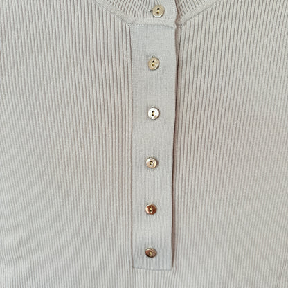 Witchery Size XS Beige Ribbed Short-Sleeve Top