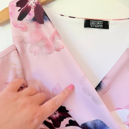 Girls on Film Size 12 Pink Floral Cold-Shoulder Bodycon Dress