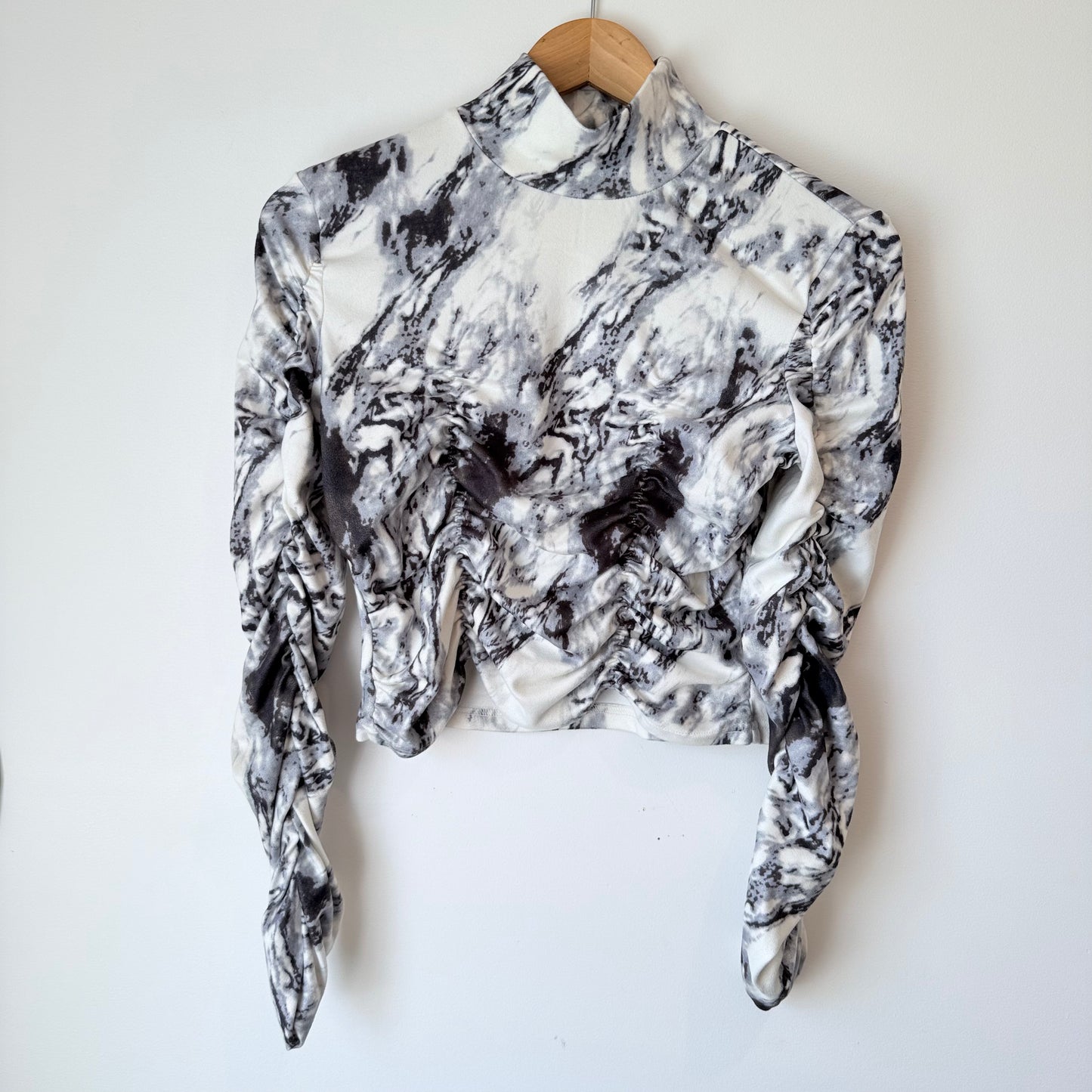 Rouched Crop Fleece Top - Size M