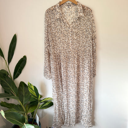 Max Size S Beige Floral Midi Dress