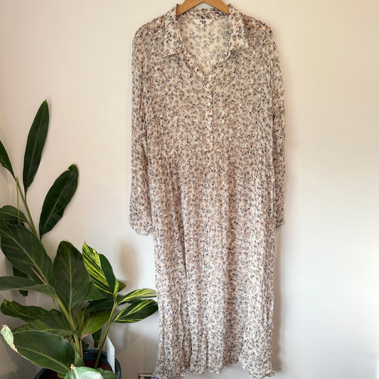 Max Size S Beige Floral Midi Dress