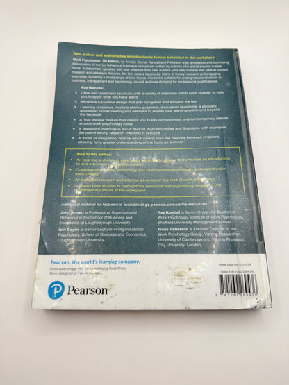 Work psychology: understanding human behaviour in the workplace (7th edition) by john arnold iain coyne ray randall