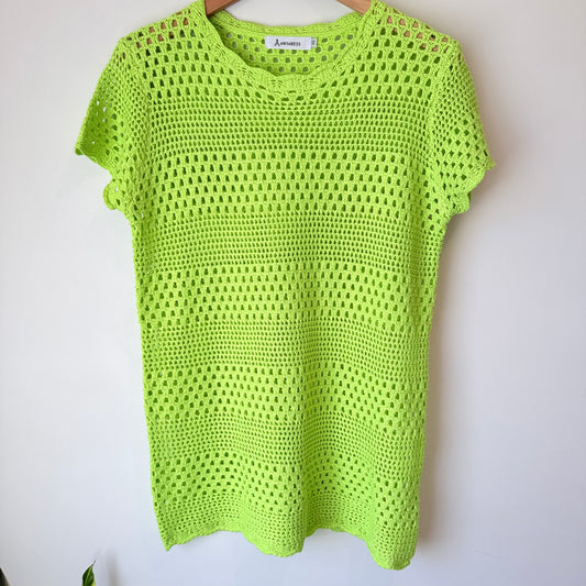 Arabess XS Lime Green Crochet Top / Tunic