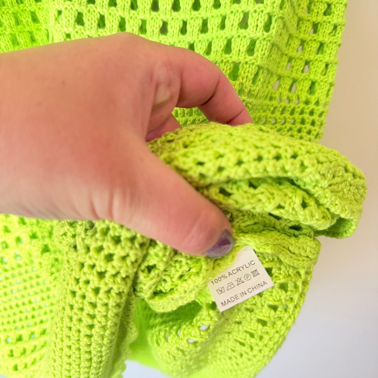 Arabess XS Lime Green Crochet Top / Tunic