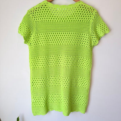 Arabess XS Lime Green Crochet Top / Tunic