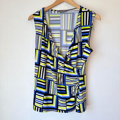 Jacqui E Size M Stretch Abstract Sleeveless Top