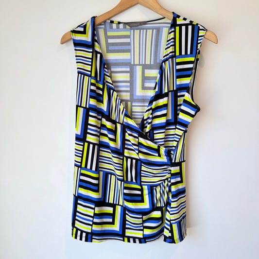 Jacqui E Size M Stretch Abstract Sleeveless Top