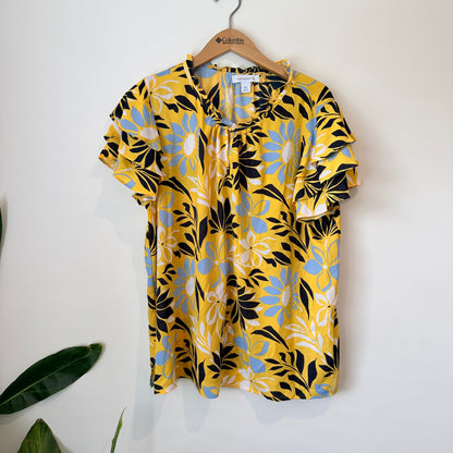 Liz Claiborne Size XXL Floral Print Flutter Sleeve Blouse