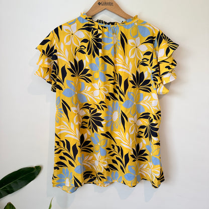 Liz Claiborne Size XXL Floral Print Flutter Sleeve Blouse