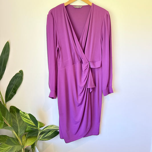 Jacqui E Size XL Purple Frill Detail Jersey Dress