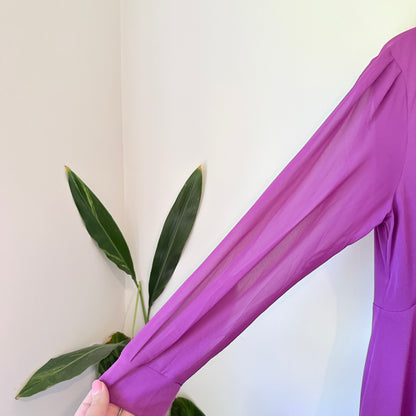 Jacqui E Size XL Purple Frill Detail Jersey Dress