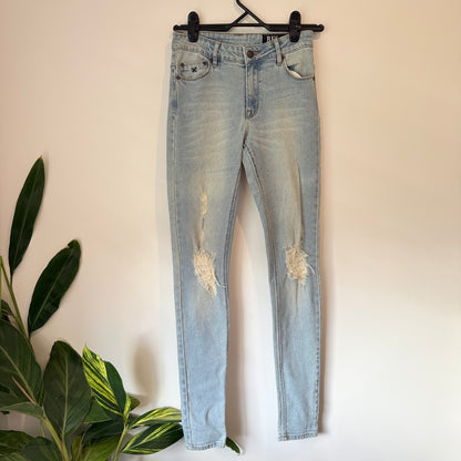 RES Size 26 Light Wash Distressed Slim Fit Denim Jeans