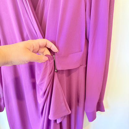 Jacqui E Size XL Purple Frill Detail Jersey Dress