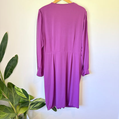 Jacqui E Size XL Purple Frill Detail Jersey Dress