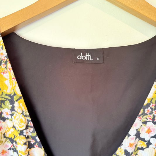 Dotti Size 16 Floral V-Neck Sleeveless Tunic
