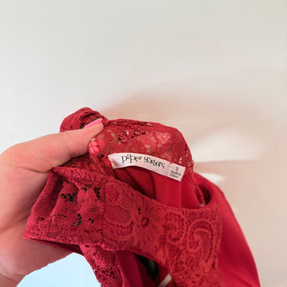 Paper Scissors Size S Burgundy Sleeveless Fitted Cocktail Dress