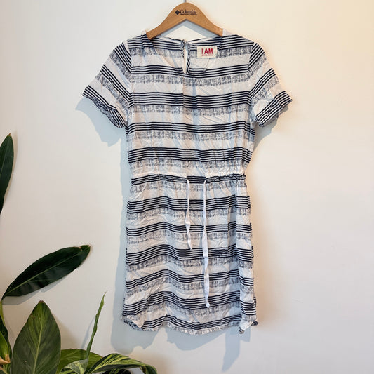 I Am Andrea Moore Size 10 Short-Sleeve Striped Dress