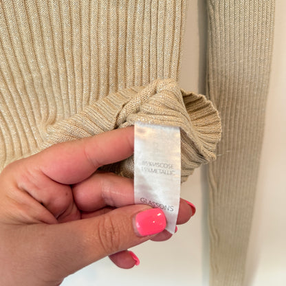 Glassons Size S Beige Ribbed Knit Cropped Sweater