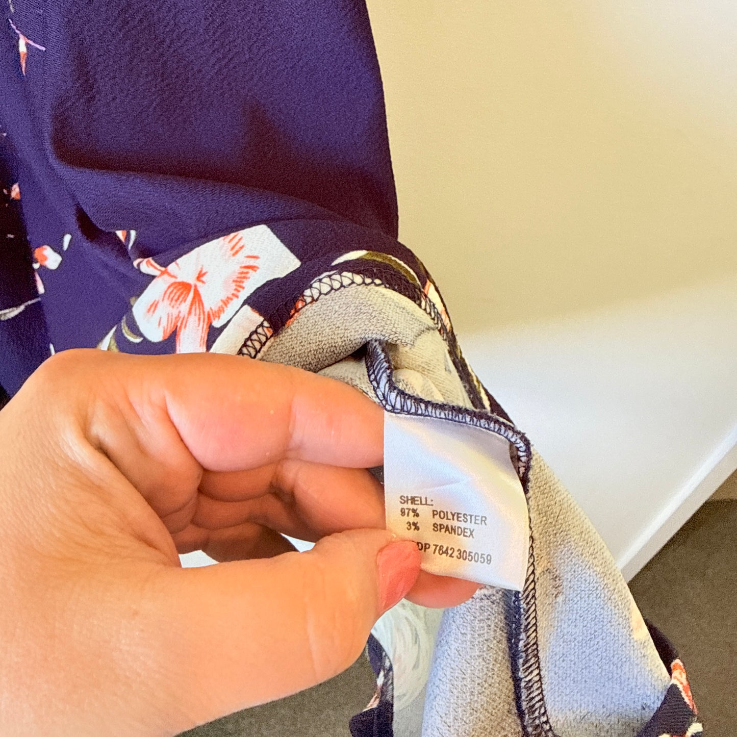 Mirrou Size L Blue Floral Print Midi Dress