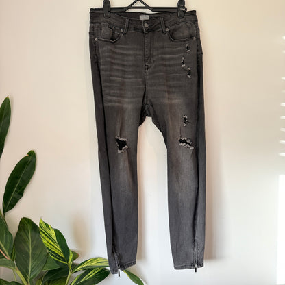C & B Denim Size 14 Black Ripped Skinny Jeans