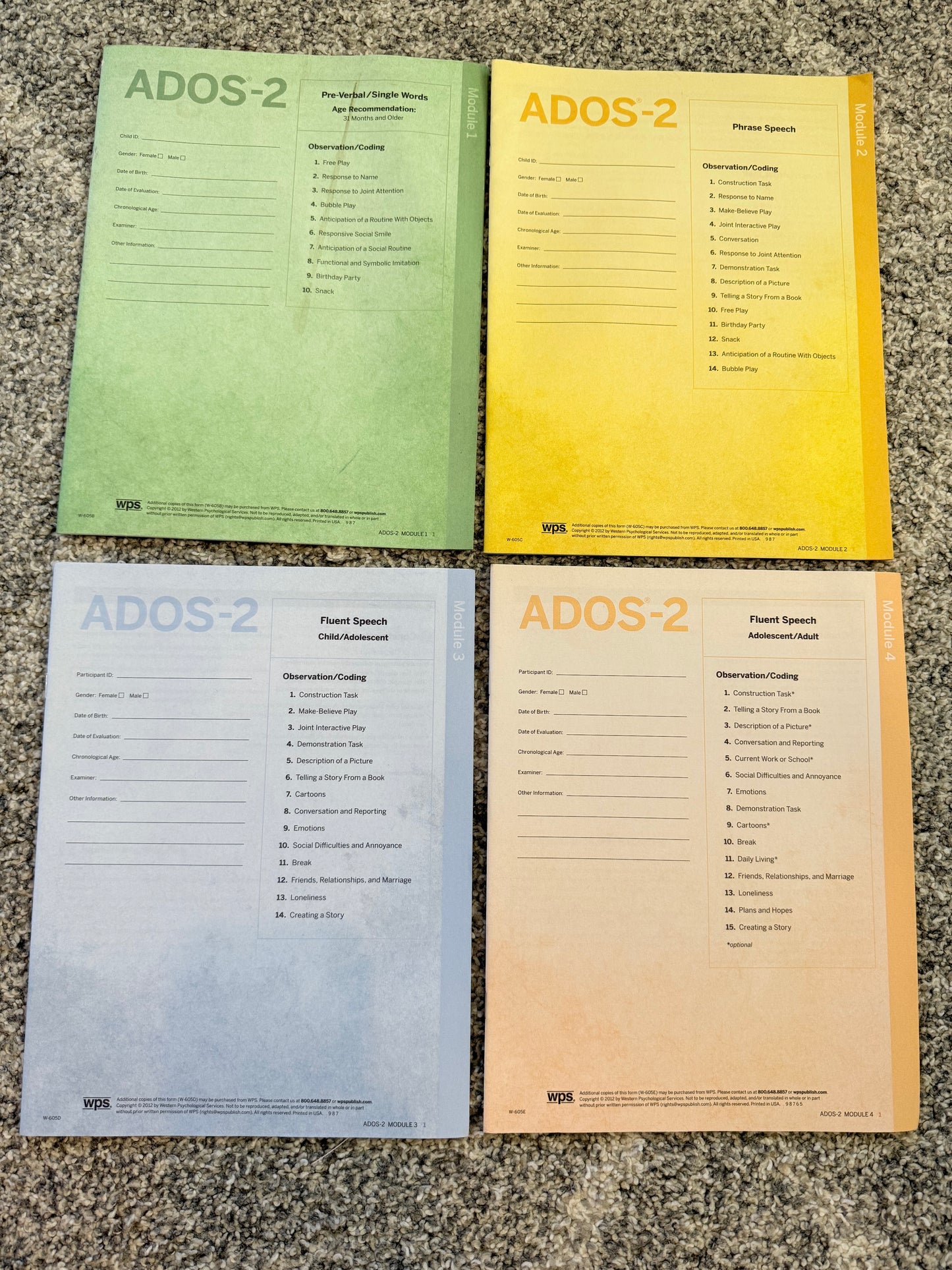 Ados-2 modules 1-4 by wps - print books printed media